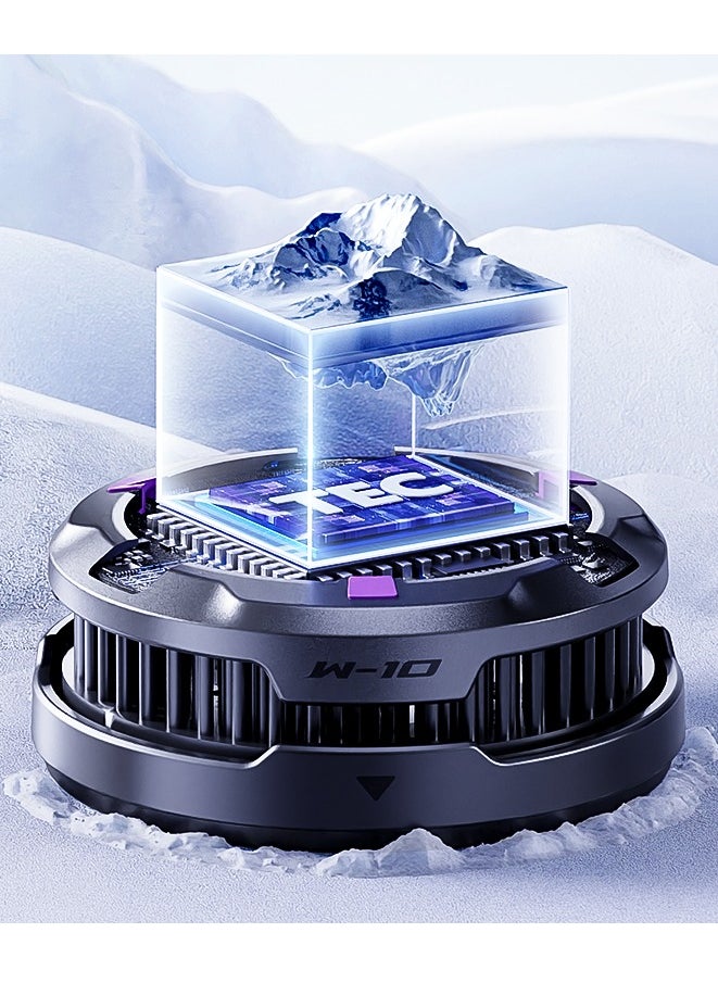 Benks - Benks W10 Portable 15W Wireless Charger Magnetic Cooling Fan with RGB Lights Black - Image 1