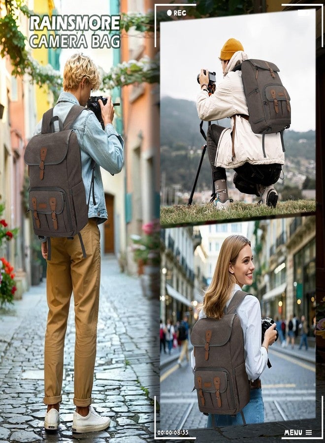 RAINSMORE Camera Backpack DSLR/SLR Camera Bag for Photographers Professional Camera Case, Darkgrey, 44cm/17.3in ×35cm/13.77in ×16cm/6.29in, Photography - Image 4