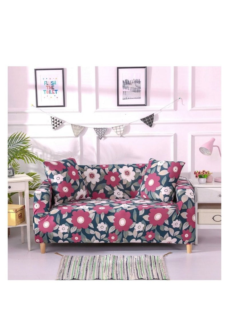 Y&D 4-Seater Exquisitely Floarl Designed Wrinkle-free Anti-slip 360-degree Full Coverage Sofa Slipcover  Length Stretch From 235 To 300cm - Image 1