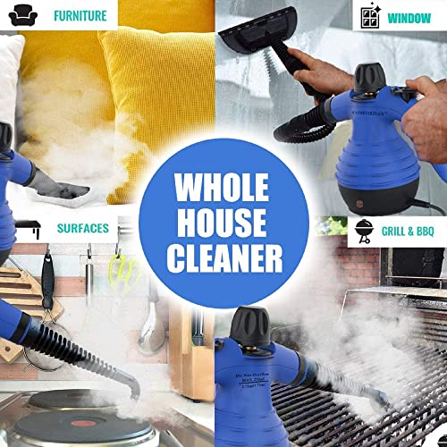 Comforday Handheld Pressurized Steam Cleaner - Multi-Purpose Steamer with 9-Piece Accessories Steam Cleaning Machine for Stain Removal, Curtains, Car Seats, Floor, Window (Blue) - Image 4