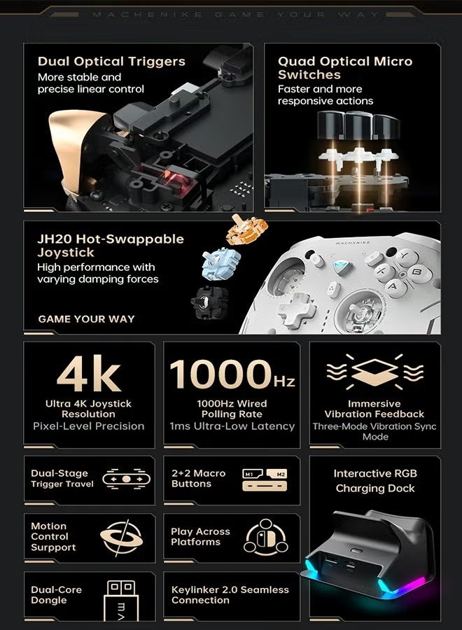 ماكينيك وحدة تحكم الألعاب G5pro V2 Collector Edition Ultimate، مزودة بزر تشغيل بصري وعصا تحكم قابلة للتبديل السريع ودقة 4K لأجهزة Switch والكمبيوتر الشخصي - Image 3