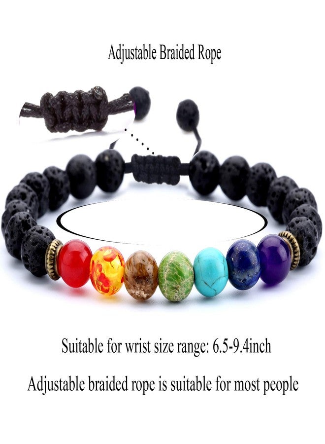 Hamoery Men Women 8mm Lava Rock Beads Chakra Bracelet Braided Rope Natural Stone Yoga Bracelet Bangle - Image 5