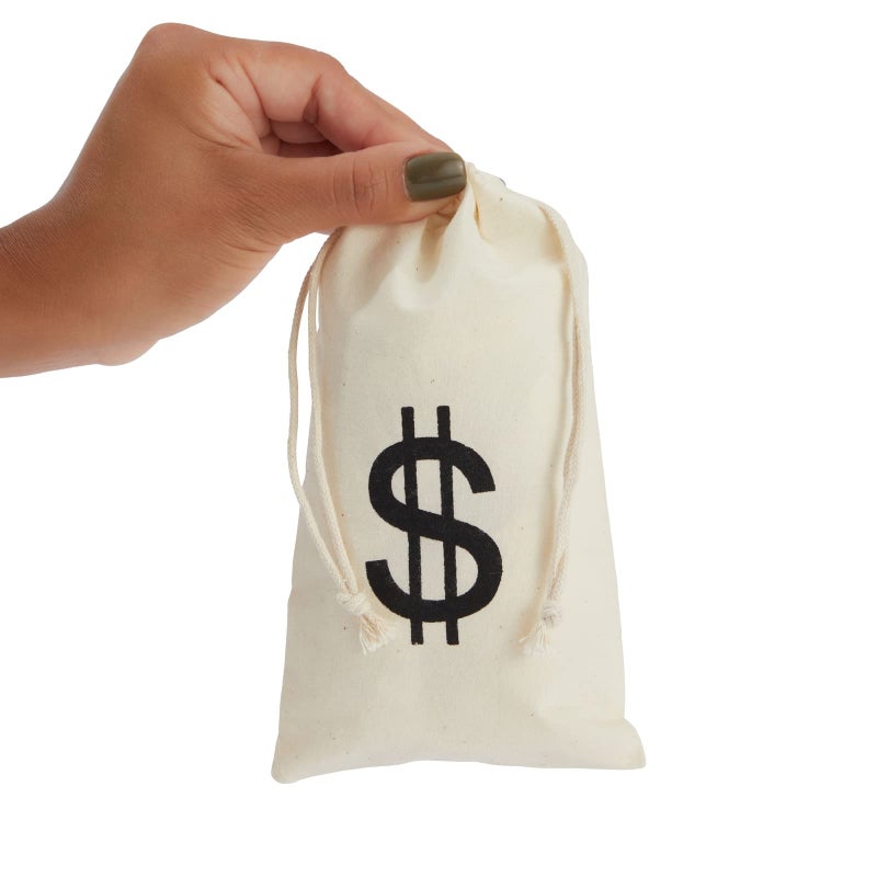 Juvale Money Bags Canvas Drawstring Pouches - 12 Pack, 4.3 x 7 In, Beige - Pirate Loot Bags for Kids - Image 4