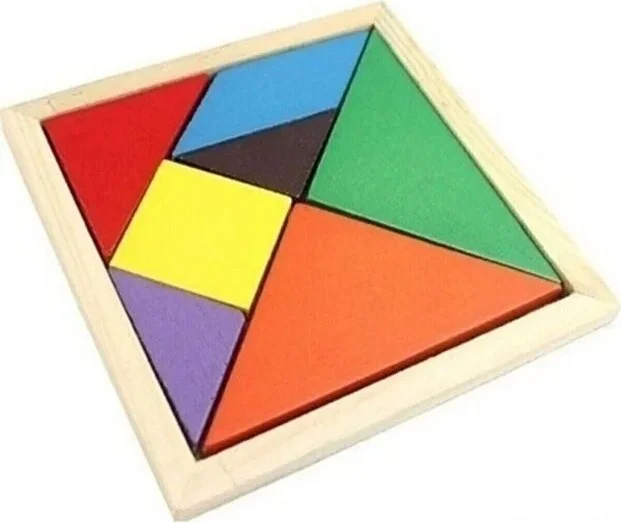 بيبيك اوزيل Baby Special Wooden Tangram 7 Piece Educational Colorful Mind Intelligence Logic and Strategy Game 11 x 11 cm