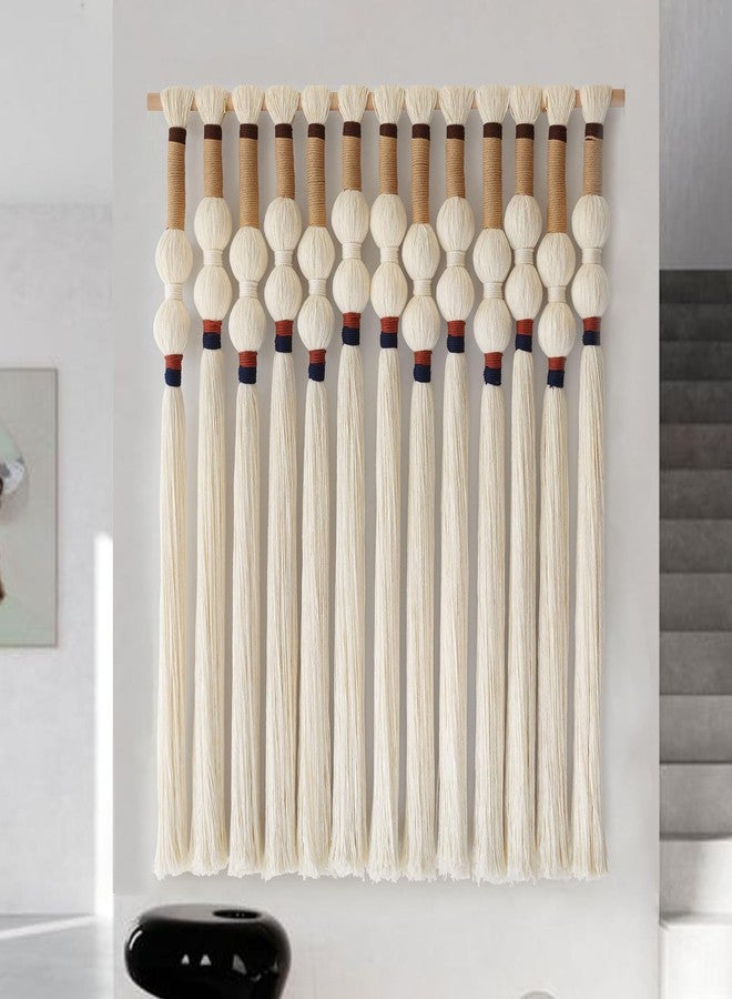 Flber Macrame Wall Hanging Boho Wall Art Handmade Spherical Knot Design with Tassel Fringe, Boho Decor for Bedroom Living Room, for Home Decoration 27" W x 33" L - Image 4