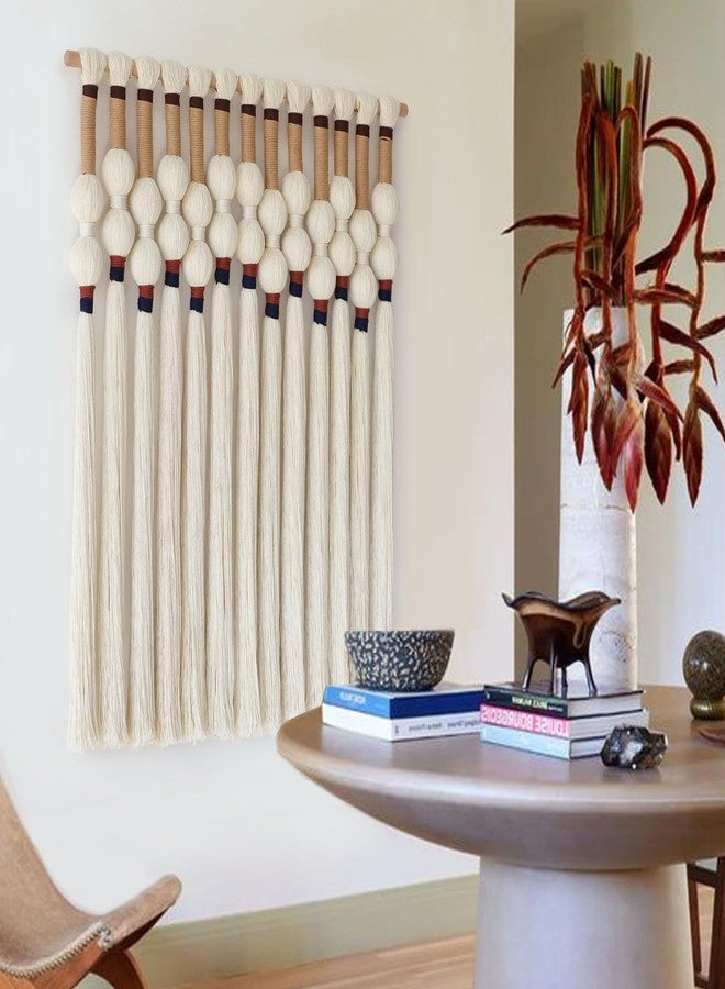 Flber Macrame Wall Hanging Boho Wall Art Handmade Spherical Knot Design with Tassel Fringe, Boho Decor for Bedroom Living Room, for Home Decoration 27" W x 33" L - Image 3