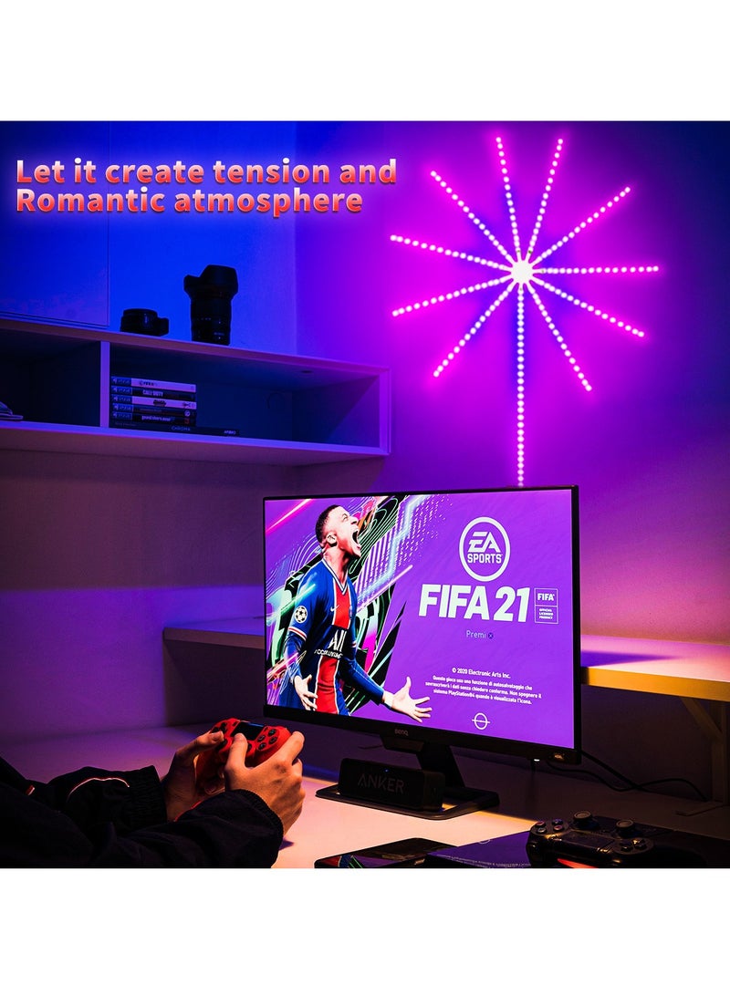 جنية الأزرق الأسنان أدى ضوء الموسيقى ، والألعاب النارية الخفيفة ، RGB مع جهاز التحكم عن بعد ، ومناسبة جدا لغرفة النوم ، غرفة المعيشة الديكور ، عطلة ضوء الغلاف الجوي ، الخ . - Image 2