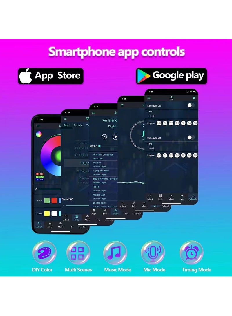 جنية الأزرق الأسنان أدى ضوء الموسيقى ، والألعاب النارية الخفيفة ، RGB مع جهاز التحكم عن بعد ، ومناسبة جدا لغرفة النوم ، غرفة المعيشة الديكور ، عطلة ضوء الغلاف الجوي ، الخ . - Image 3