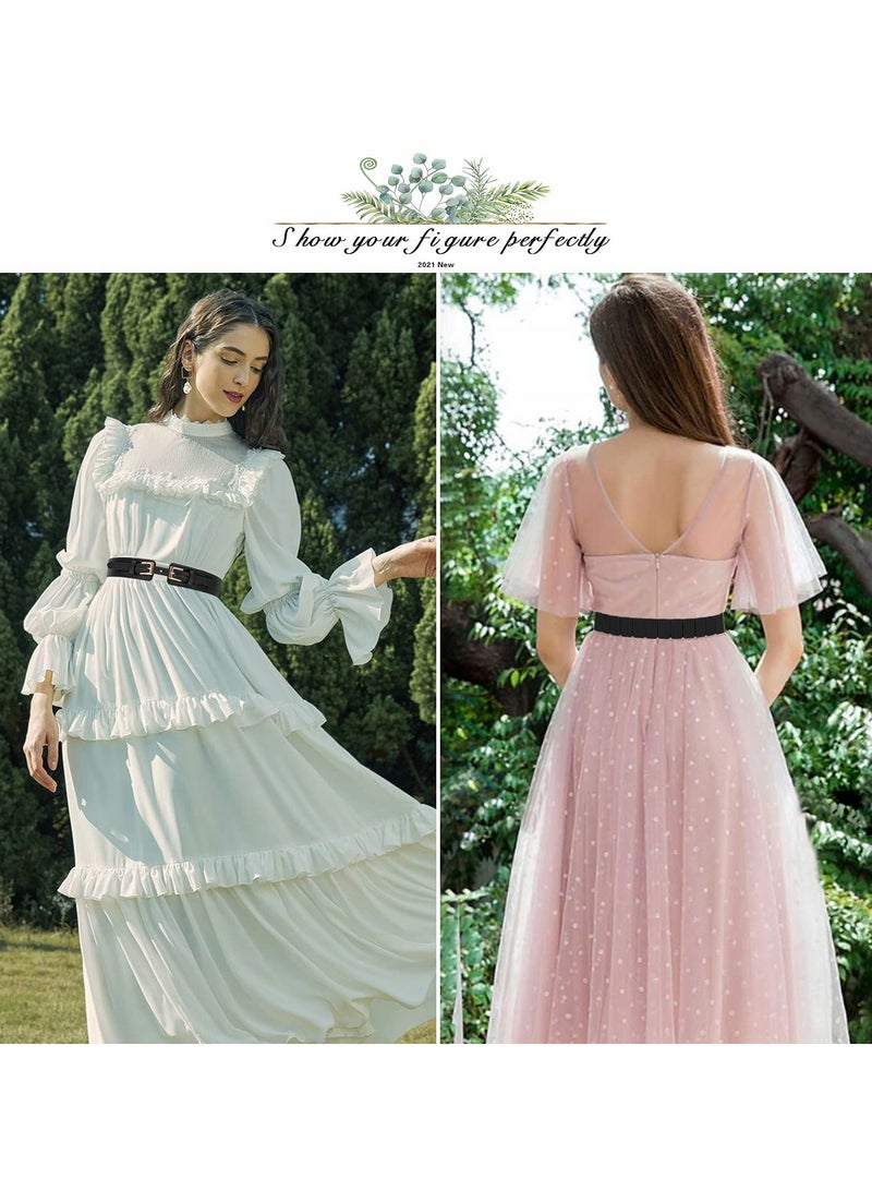 SYOSI Women Wide Waist Belt for Dress Ladies Cinch Leather Belt for Girls Accessories Fashion Women Belt Vintage Buckle PU Elastic Stretchy Corset Cinch Belt Retro Cinch Wide Waist Belt - Image 2