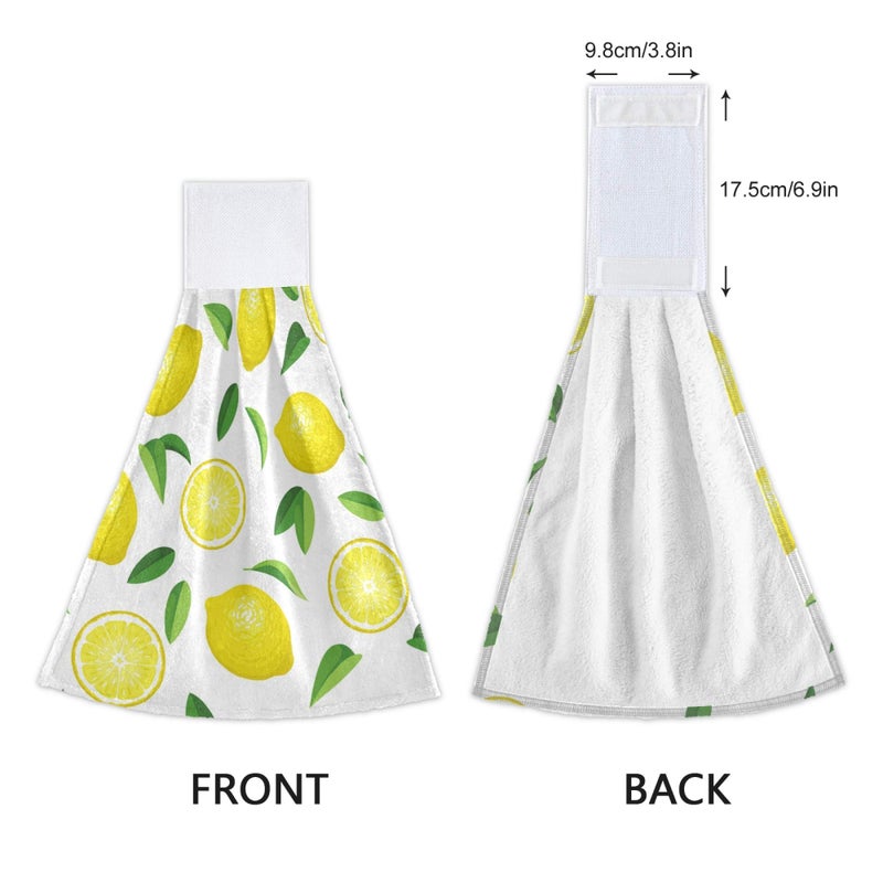 Aslsiy Summer Fresh Lemons Hanging Kitchen Towels Yellow Lime Orange Slices Fruit Leaves Bathroom Hand Tie Towel Fast Drying Dish Tea Towels for Bath Tabletop Gym Home Decor Set of 2 - Image 4