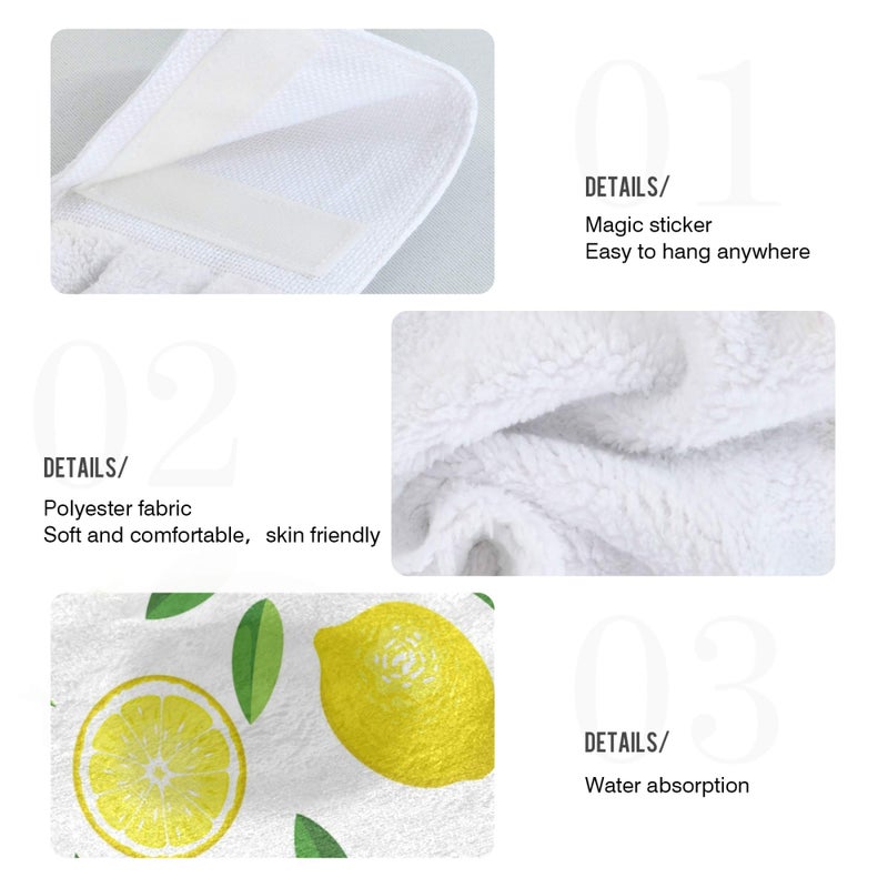 Aslsiy Summer Fresh Lemons Hanging Kitchen Towels Yellow Lime Orange Slices Fruit Leaves Bathroom Hand Tie Towel Fast Drying Dish Tea Towels for Bath Tabletop Gym Home Decor Set of 2 - Image 5