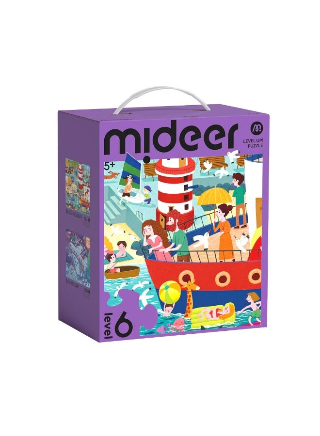 MiDeer Level Up Relaxing Holiday Puzzle Set with Storage Bag Level 6, 2 Progressive Jigsaw Puzzles for Kids 5+, 154-180 Piece Educational Travel Adventure Puzzle Game for Cognitive Development - Image 3