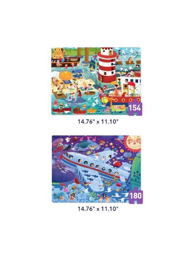MiDeer Level Up Relaxing Holiday Puzzle Set with Storage Bag Level 6, 2 Progressive Jigsaw Puzzles for Kids 5+, 154-180 Piece Educational Travel Adventure Puzzle Game for Cognitive Development - Image 2