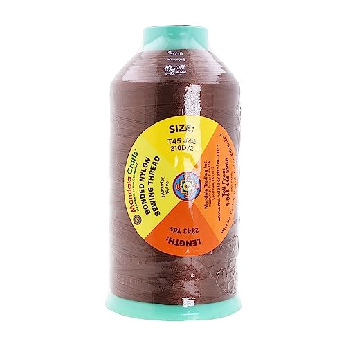 Mandala Crafts Size 69 210D T70 Bonded Nylon Thread - Brown 1500 YDs Tex 70 Heavy Duty Sewing Threads for Leather, Jeans, Weaving, Outdoor Marine Upholstery - Image 3