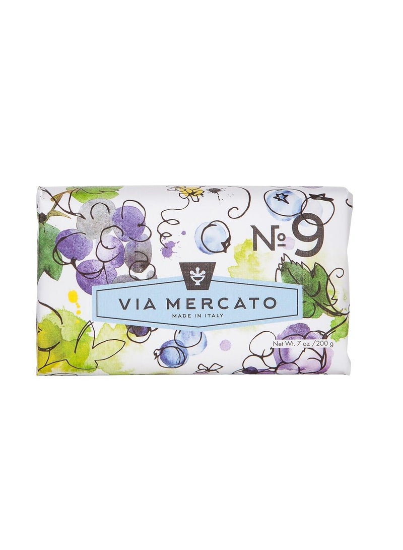Via Mercato Italian Soap Bar (200 g), No. 9 - Grape, Black Currant & Musk  - Image 1