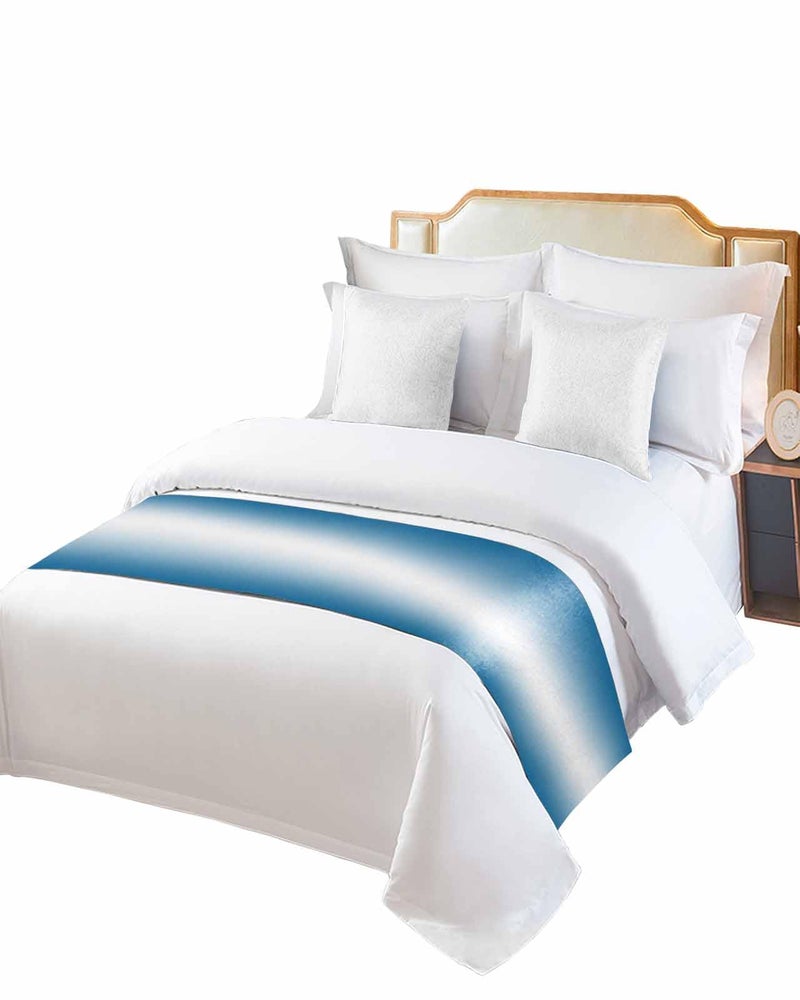 Blue Ombre Bed Runner For Cal King Size 102x20 Inches Modern Abstract Decorative Throw - Image 3