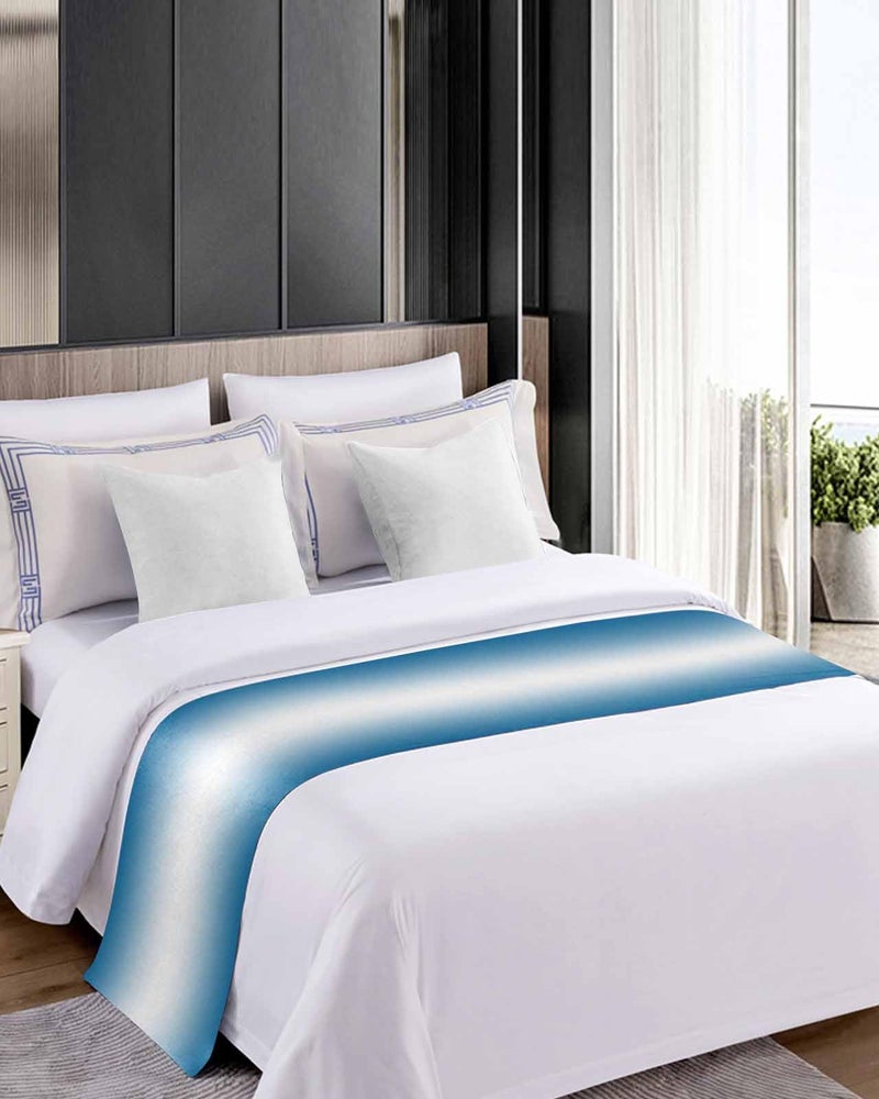 Blue Ombre Bed Runner For Cal King Size 102x20 Inches Modern Abstract Decorative Throw - Image 5