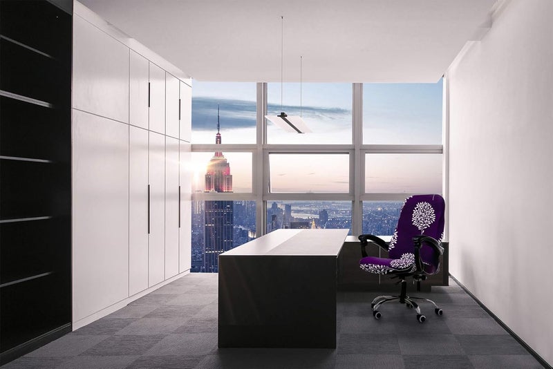 Deisy Dee Computer Office Chair Covers for Stretch Rotating Mid Back Chair Slipcovers Cover ONLY Chair Covers C162 (Purple Tree) - Image 1