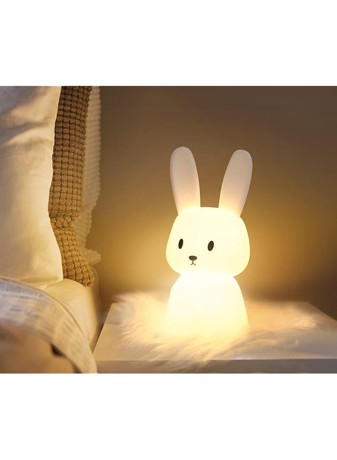 The Bros Night Light for Kids, Cute Bunny Night Light, 7 Colors Night Light for Kids Teens Room, Kawaii Room Decor, USB Rechargeable Silicone Bunny Cute Lamp with 3 Hours Timer - Image 1