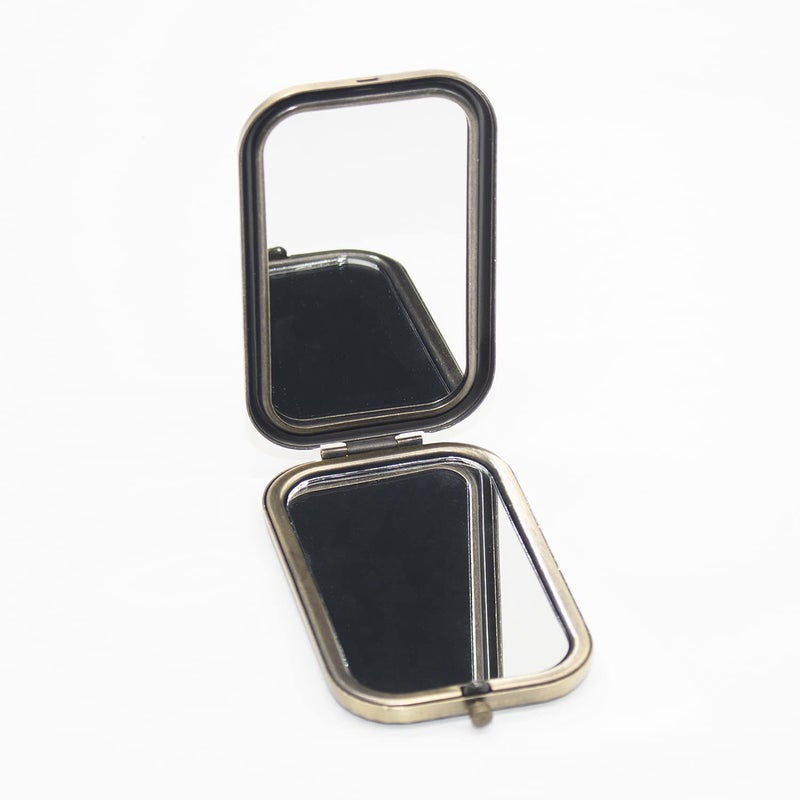 Warmtree Vintage Makeup Mirror Metal Portable Foldable Mirror Peacock Vanity Mirror Double Sided Compact Cosmetic Mirror Travel Mirror (B) - Image 4