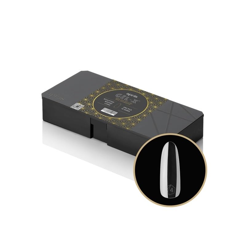 Apres GelX Round Box of Nail Tips 280 GelX Tips Soft Tips 14 Sizes 009 Halfsizes Included Sculpted Round Long 28000 Fl Oz Pack of 1