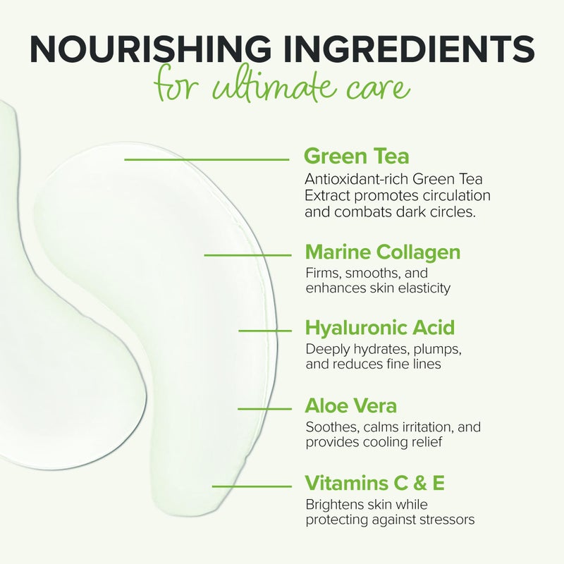 ToGoSpa Green Tea EYES, Dark Circle Warrior | Premium Clean Anti-Aging Gel Pads with Collagen, Hyaluronic Acid, Aloe Vera, Vitamins C & E, Taurine, and Green Tea Extract - 3 Pack - Image 5