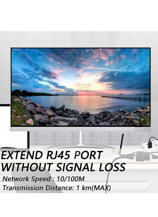 ماركة غير محددة موزع إيثرنت 1 إلى 2 موصل RJ45 للشبكة، محول موصل RJ45 LAN إيثرنت، متوافق مع Cat5 و Cat5e و Cat6 و Cat7 (أسود، يتطلب مصدر طاقة)  - Image 1