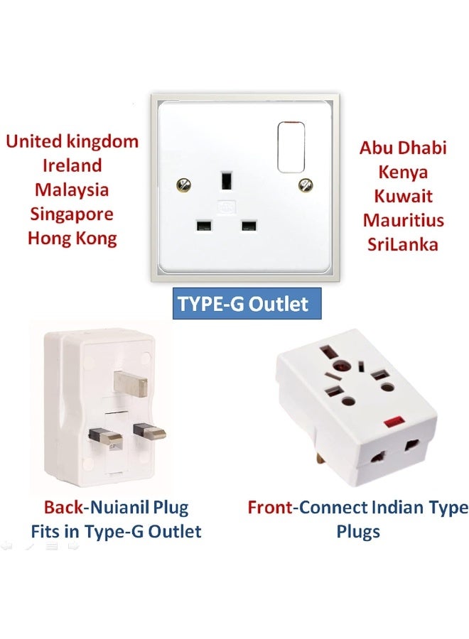 melfi Melfi 2Pcs Travel Adapter  03-Way Universal Socket With Light And 13A Fuse  - Image 3