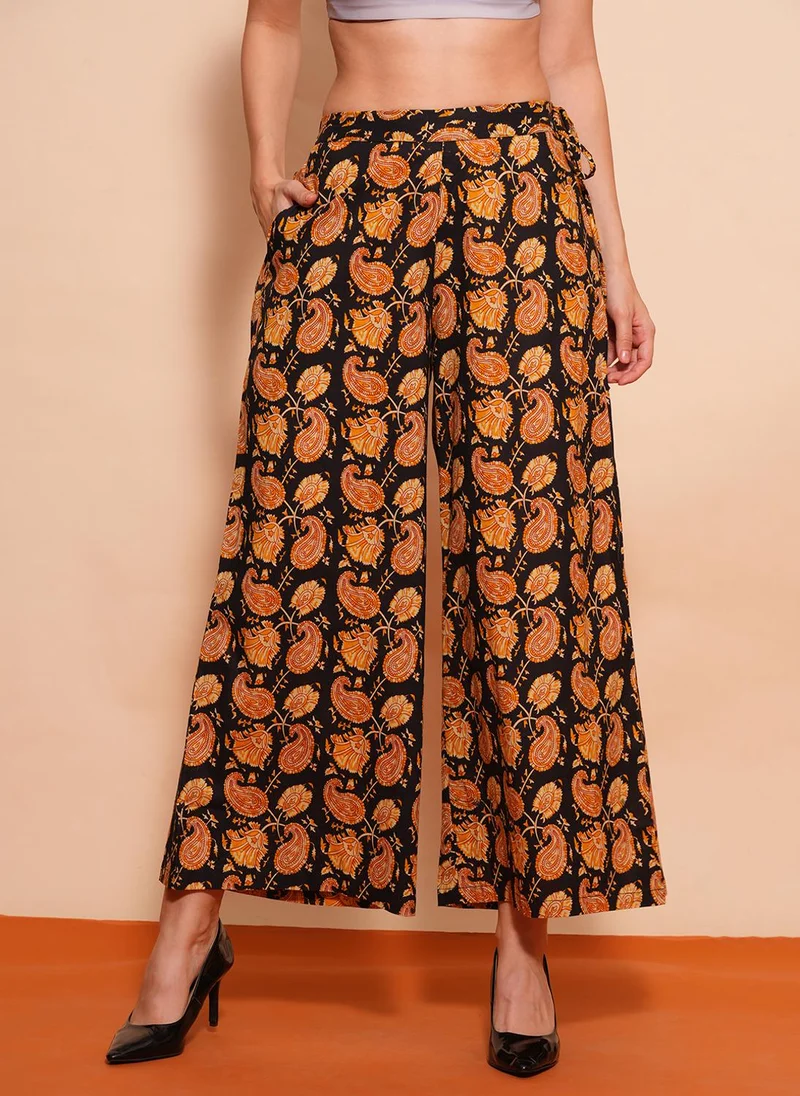 globus Globus Women Paisley Printed Flared Fit Palazzo