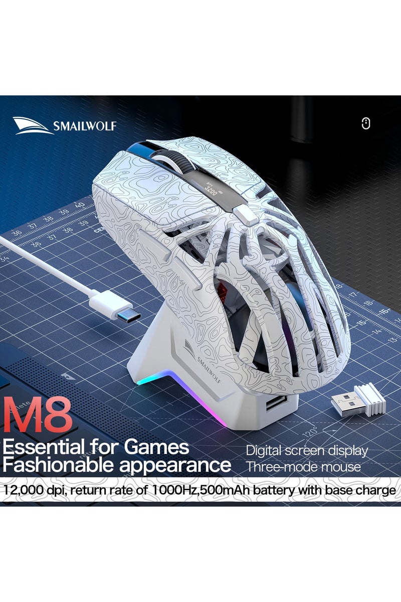 SMAILWOLF M8 Bluetooth Wireless Gaming Mouse Paw3311 Digital Display RGB Charging Base Mouse for Laptop Gaming Lightweight - Image 2