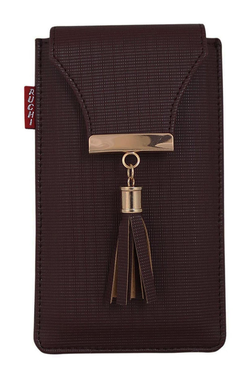 Tickles Pouch Case for All Cellular Phones 6 Inches and Below(Cloth/Brown) Size: 6.5 Inches - Image 1