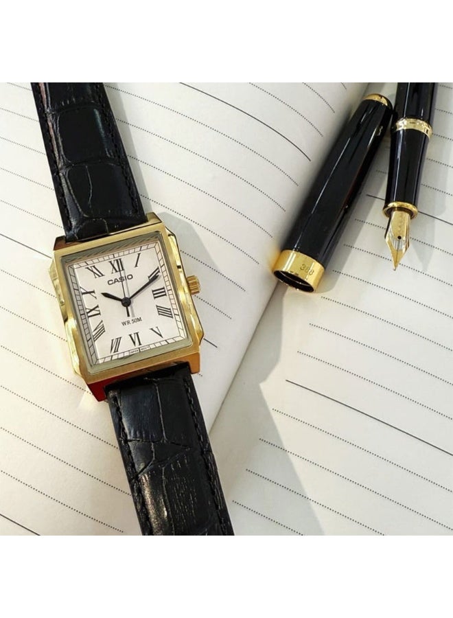 CASIO Analog Men's Watch MTP-B190GL-7B, 41 mm White Dial, Gold-Tone Stainless Steel Case & Brown Leather Strap, 50m WR - Image 5