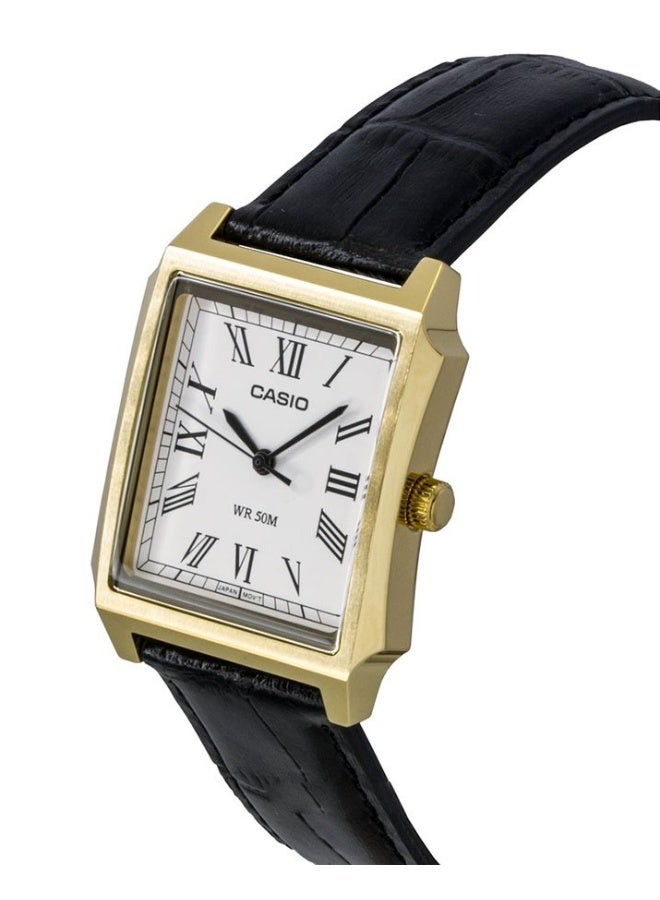 CASIO Analog Men's Watch MTP-B190GL-7B, 41 mm White Dial, Gold-Tone Stainless Steel Case & Brown Leather Strap, 50m WR - Image 1