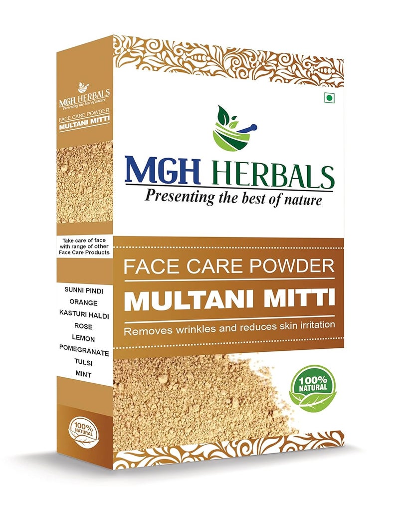 MGH Herbals MGH Herbals Multani Mitti Powder 200g For Black Head Removal Oil Control Naturally Glowing Skin Acne Pimples Tan Removal Dandruff Fullers Earth Face Pack Bentonite Clay Mask 200gm  - Image 1