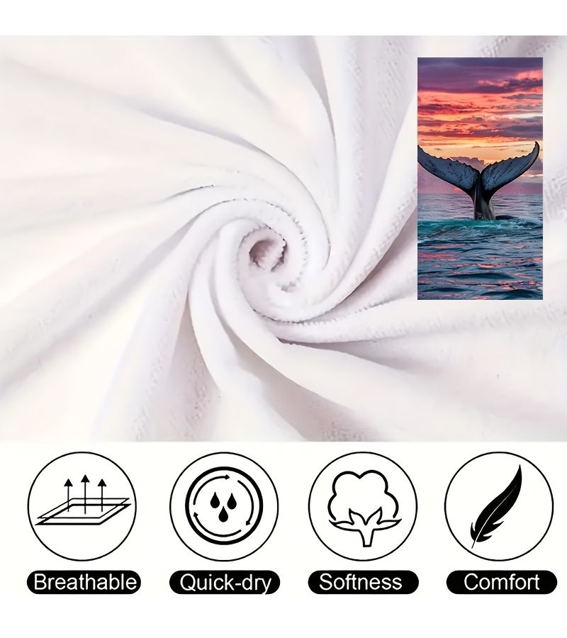 Sunset Whale Tail Beach Towel 27.5x59 Inch Quick Drying Absorbent Rectangular Towel for Summer Outdoor Travel Camping and Bathrooms - Image 5