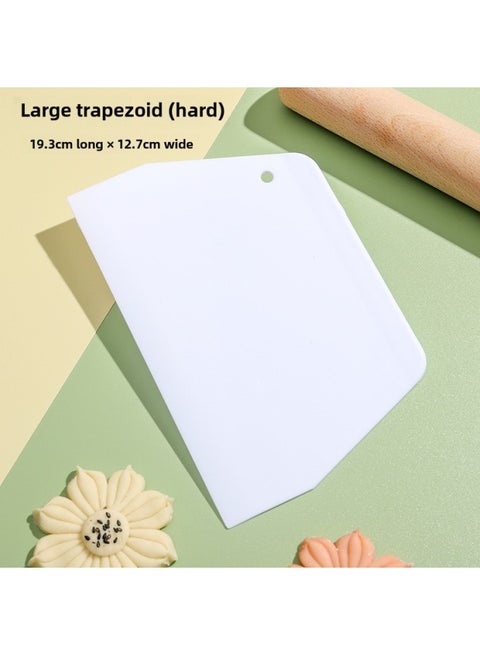 Plastic Scraper Semicircle Soft Scraper Trapezoidal Triangle Serrated Cake Cream Scraper Noodle Cutter Sausage Powder Extra Large-Color:White Large Trapezoidal Scraper (hard)