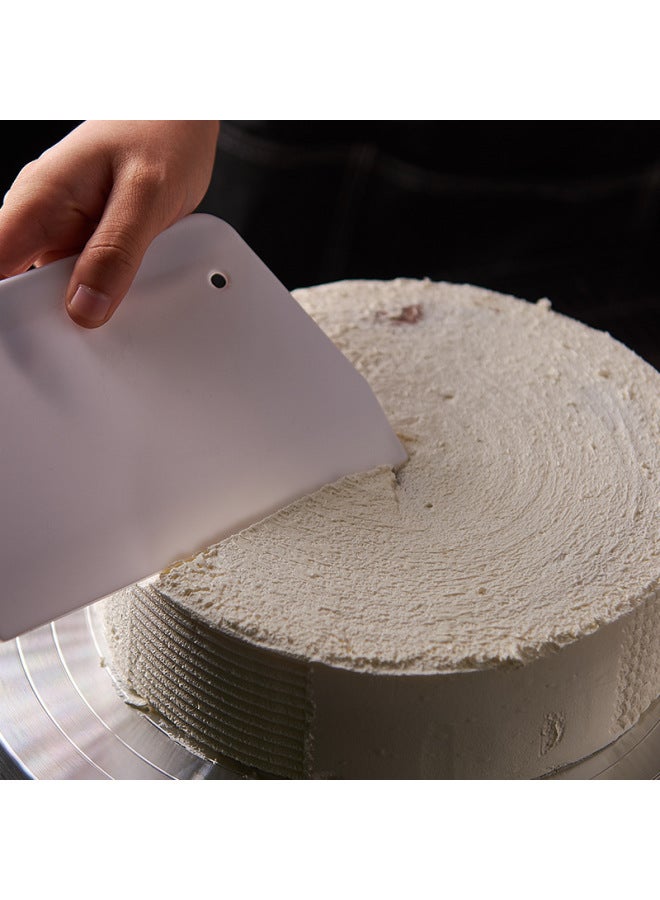 Plastic Scraper Semicircle Soft Scraper Trapezoidal Triangle Serrated Cake Cream Scraper Noodle Cutter Sausage Powder Extra Large-Color:White Large Trapezoidal Scraper (hard)