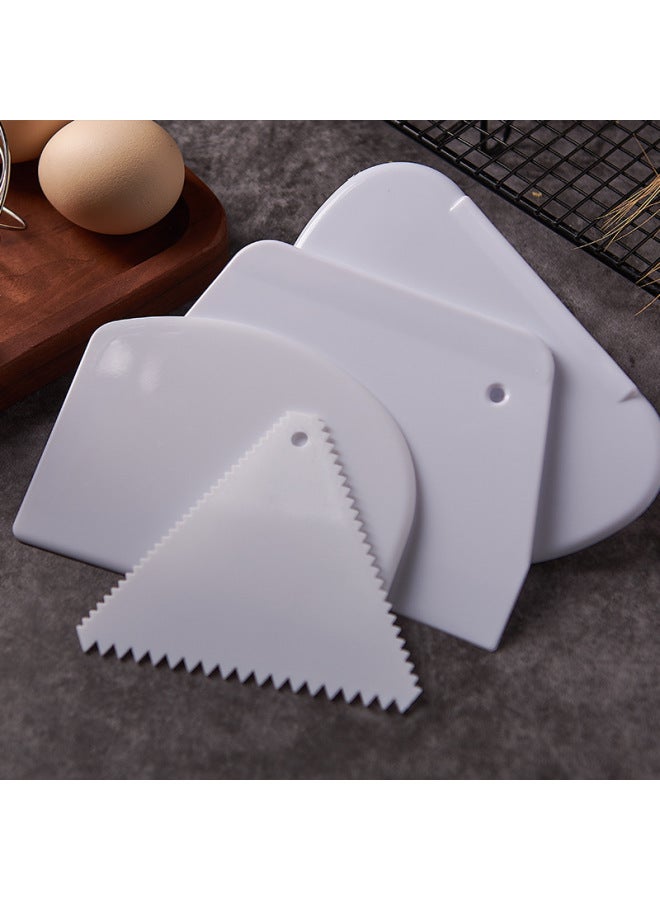 Plastic Scraper Semicircle Soft Scraper Trapezoidal Triangle Serrated Cake Cream Scraper Noodle Cutter Sausage Powder Extra Large-Color:White Large Trapezoidal Scraper (hard)