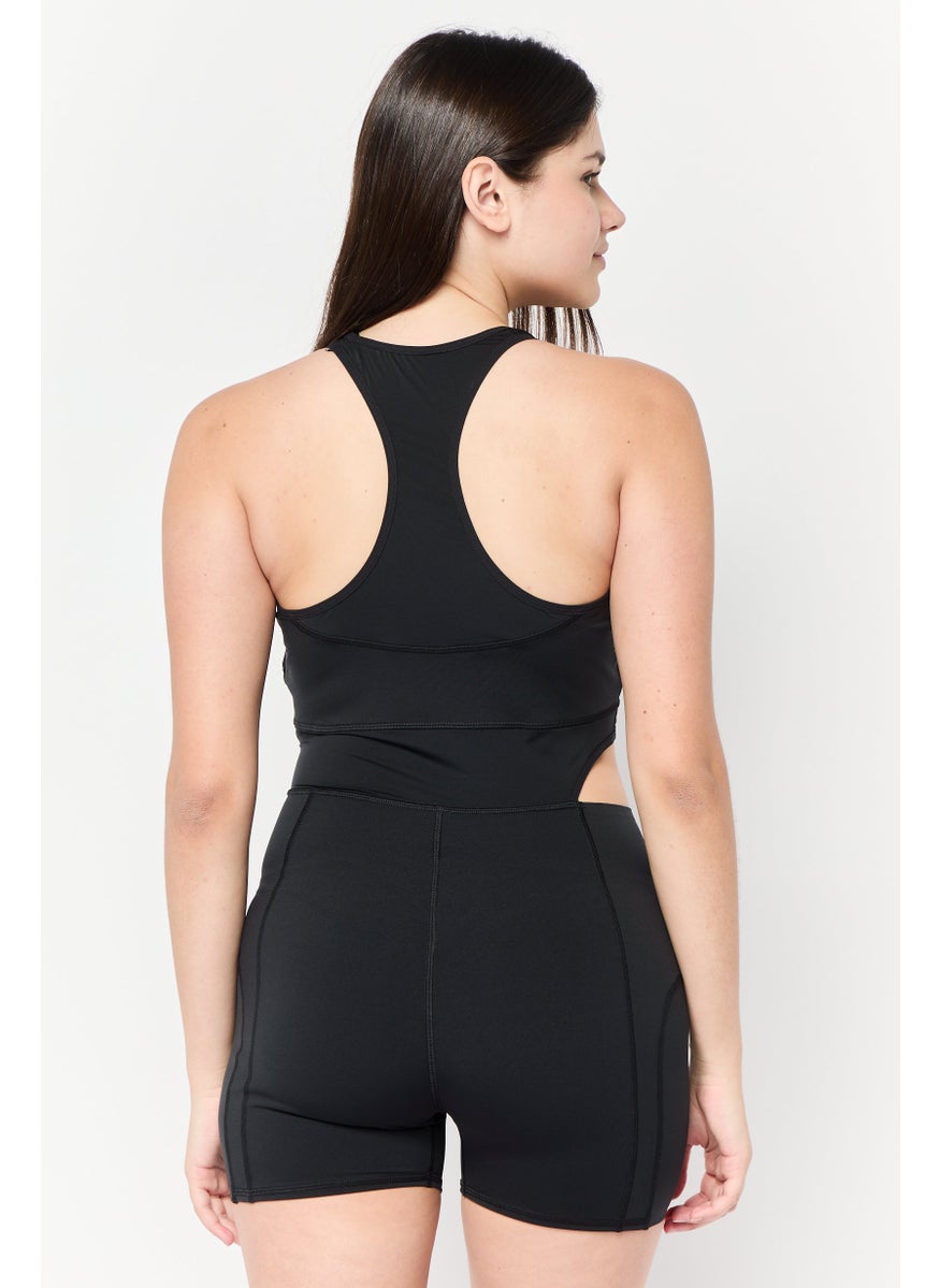 Adidas Women Sportswear Fit Sleeveless Cycling Leotard, Black  - Image 4