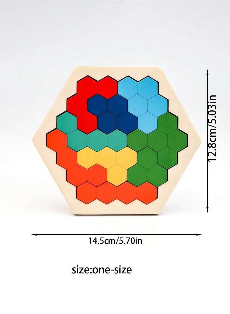 Hexagonal Wooden Geometric Puzzle Set - Educational Brain Teaser Toy for Kids and Adults, Perfect for Preschool IQ Development and Tangram Board Games, Boosts Geometric Logic Skills and STEM Learning - Image 5