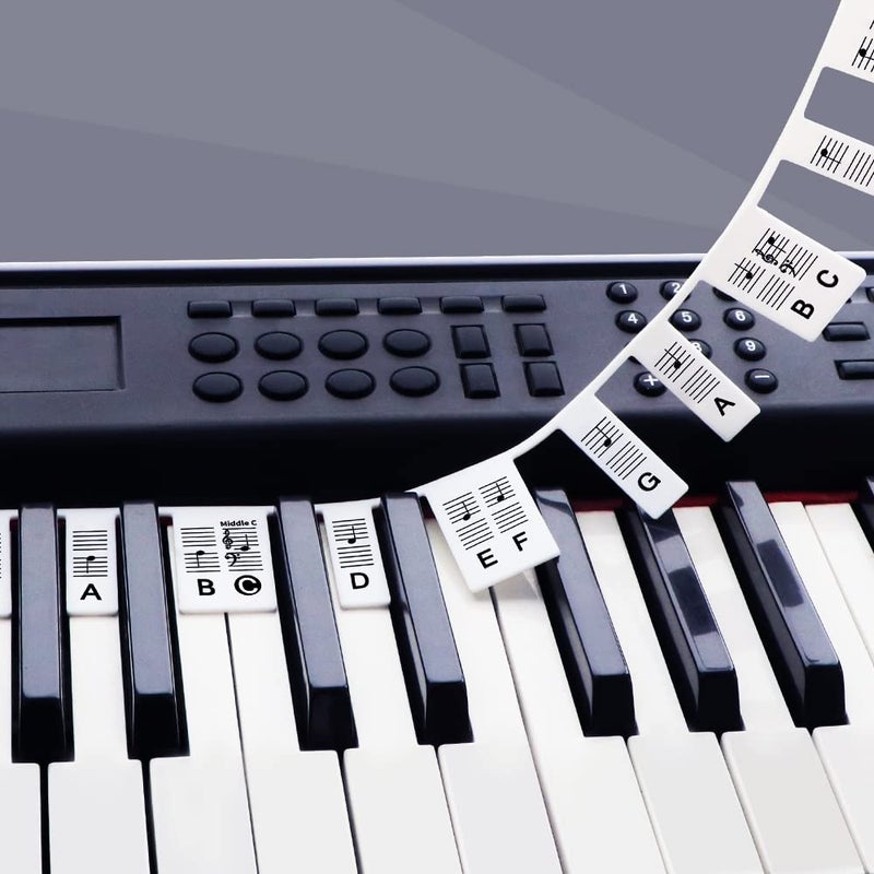 GICUNK Removable Piano Key Stickers Note Labels for 88 Key Full Size Silicone Reusable Piano Keyboard Stickers for Beginners Comes with Box Black 