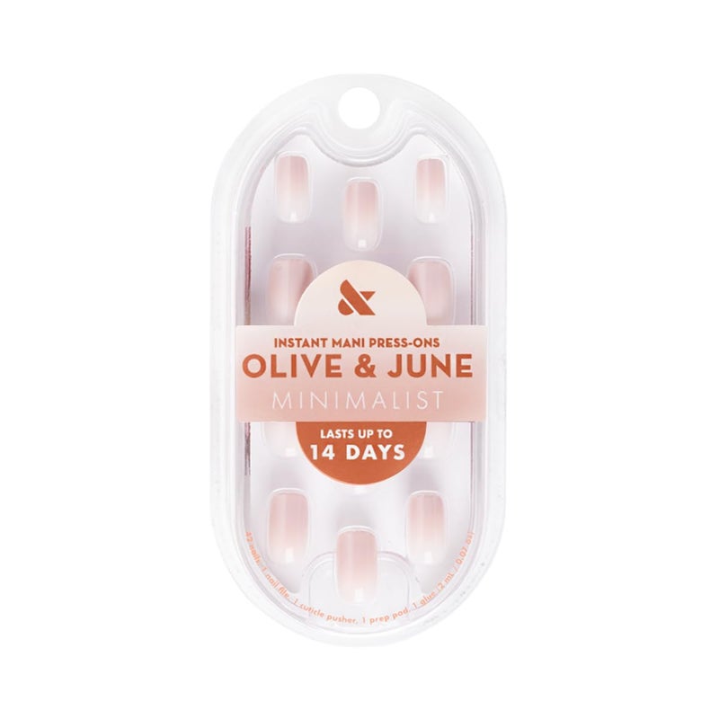 Olive & June Minimalist Instant Mani Press On Nails (Glue) | 42 Fake Nails, 21 Sizes | Non-Toxic, Long-Lasting Barely-There Look | Salon-Quality at Home | Short, Squoval | CDJ Syrup Gradient - Image 2