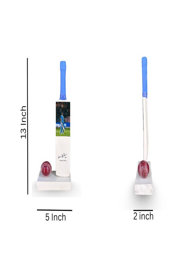 Frixan Wood Decorative Cricket Miniature Set Virat kohli Autograph Printed (Not Original), Autographed Mini Bat with Display Stand and Ball, Sports Memorabilia Showpiece - Image 3