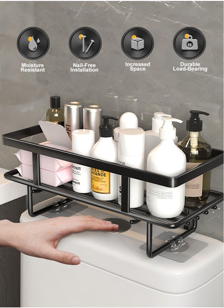 Perfii - Over The Toilet Storage Shelf Organizer with Basket, Paper Holder, No Assembly or Drilling, Efficient and Stylish Space Saver - Image 1