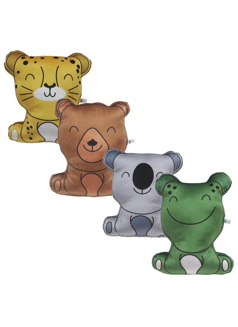 Kradyl Kroft Kradyl Kroft Set of 4 Stuffed Toy Pillows for Infants Vibrant Colors Soft Fabric Animals Alpha 