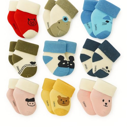 CUTEABLY Newborn Baby Winter Socks – Extra Soft Warm Cotton for Winters (0–12 Months, Unisex) (IN, Age, 0 Months, 6 Months, 6, Multicolour) - Image 1