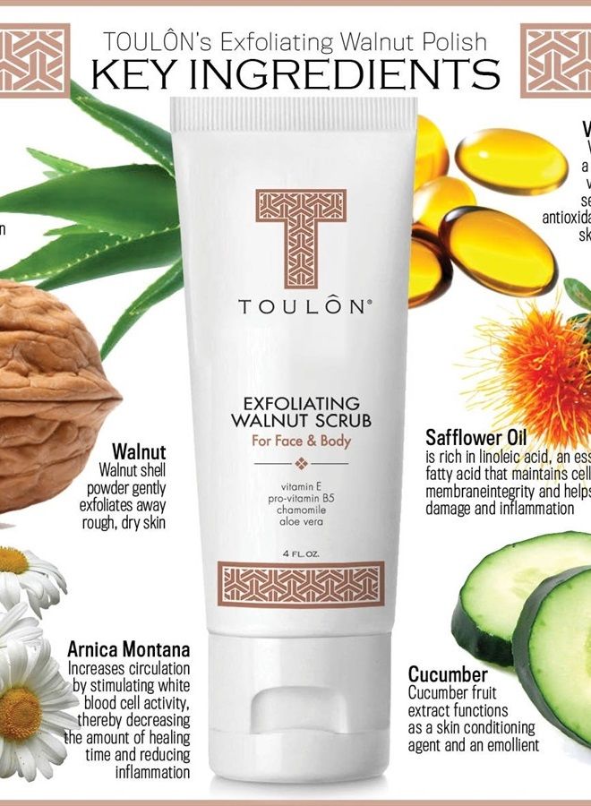 TOULON Exfoliating Face Scrub - Exfoliate Scrub - Face and Body; Walnut Facial Exfoliator. Great Exfoliant for Women or Men - Image 4