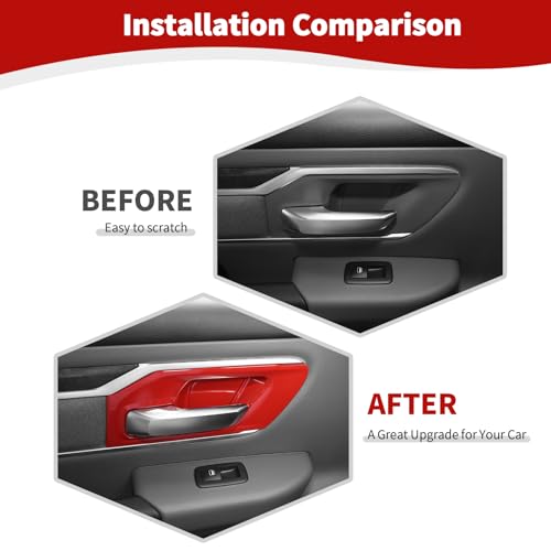 JOSHELA for RAM Inner Door Handle Cover Trim Bowl Fit for Dodge RAM 2018Present Red Interior Accessories 4pcs - Image 3