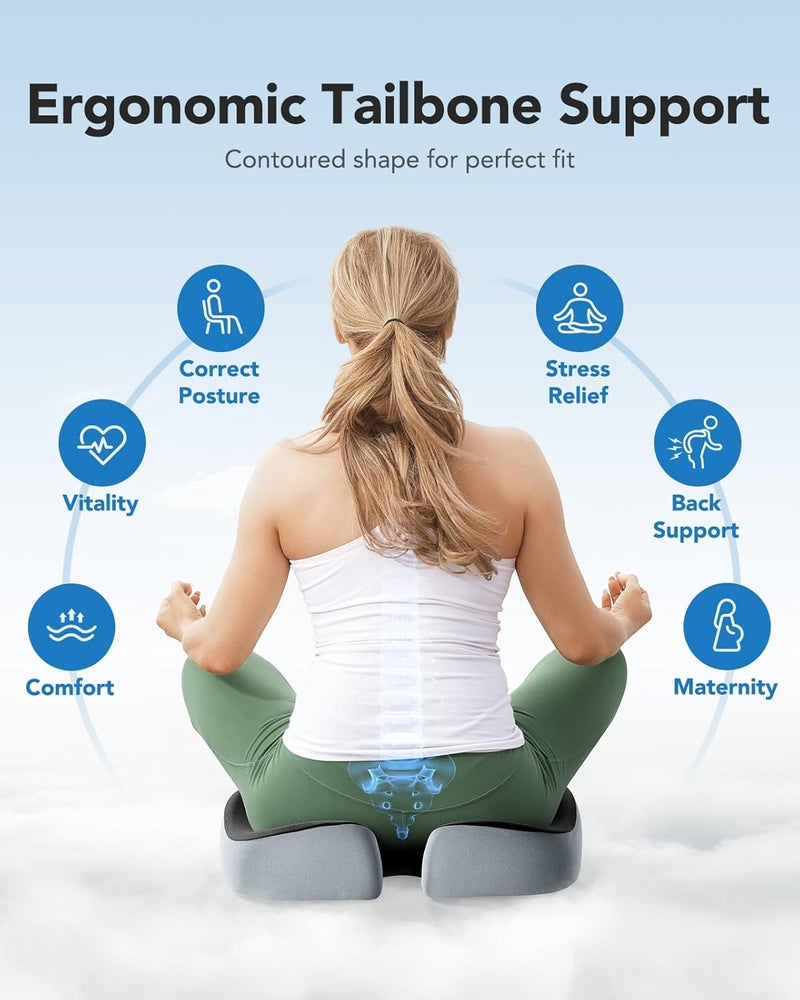 HUANUO Ergonomic Memory Foam Seat Cushion for Office Chairs - Extra Large Tailbone Pain Relief - Image 4