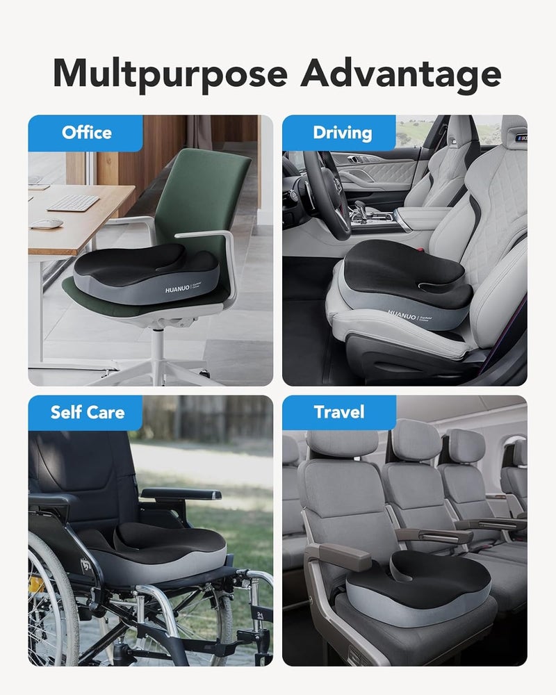 HUANUO Ergonomic Memory Foam Seat Cushion for Office Chairs - Extra Large Tailbone Pain Relief - Image 5